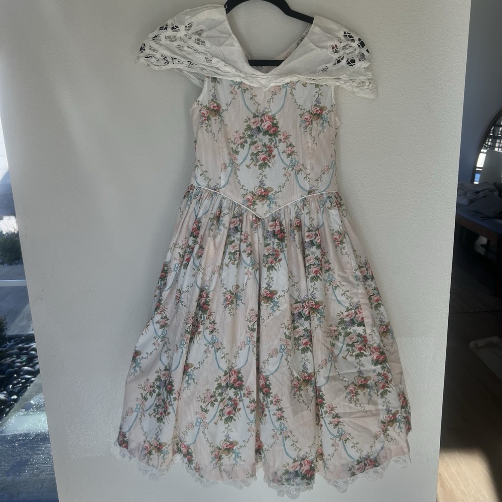 DAISY KINGDOM Floral Prairie Dress Girls 10 Puff Sleeve‎ Prairie Cottage Easter